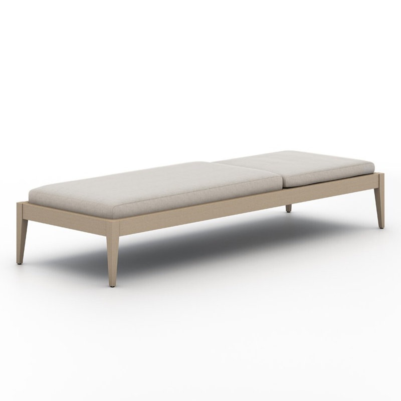 Sherwood Outdoor Teak Chaise Lounge, Washed Brown/Gray, Stone Gray