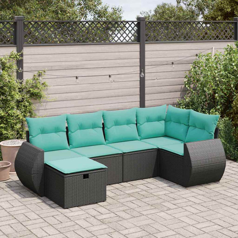 Ensemble de canapé de patio avec coussins 6 pièces Ebern Designs, Rouge, Brun