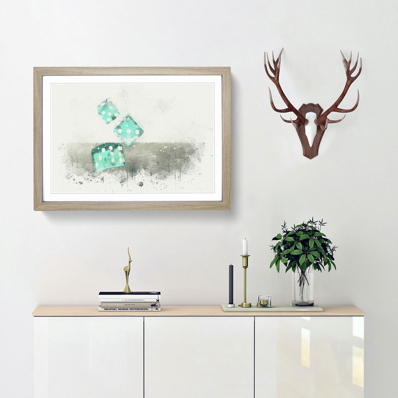 Roll of the Dice in Abstract - Picture Frame Graphic Art Print, 40cm H x 60cm W x 2cm D, Oak