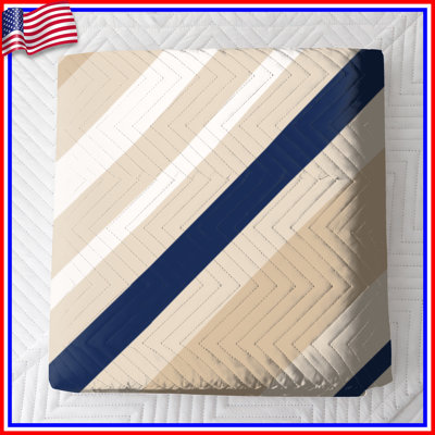 Beige Navy Stripes Quilted Bedspread All Sizes