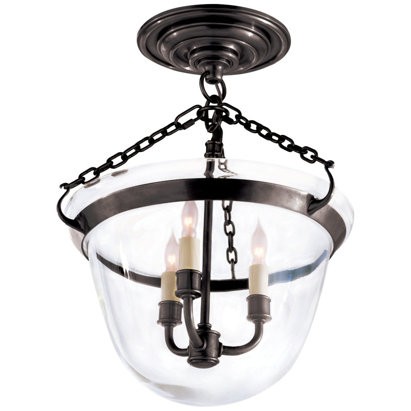 Chapman & Myers Country Semi-Flush Bell Jar Lantern, Bronze