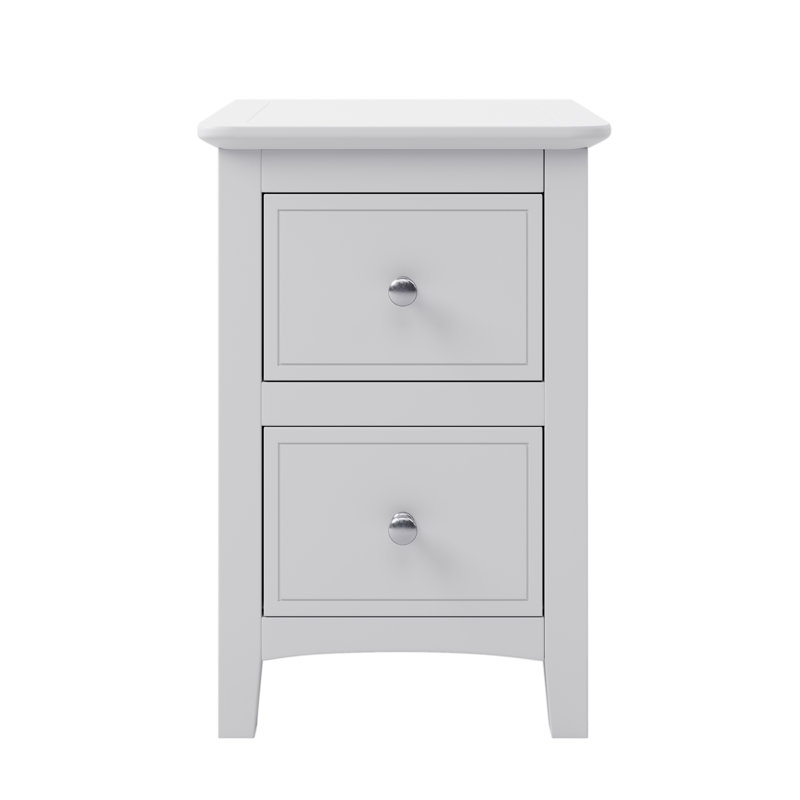  2-Drawer Solid Wood Nightstand, Stylish End Table for Bedroom and Living Room, White