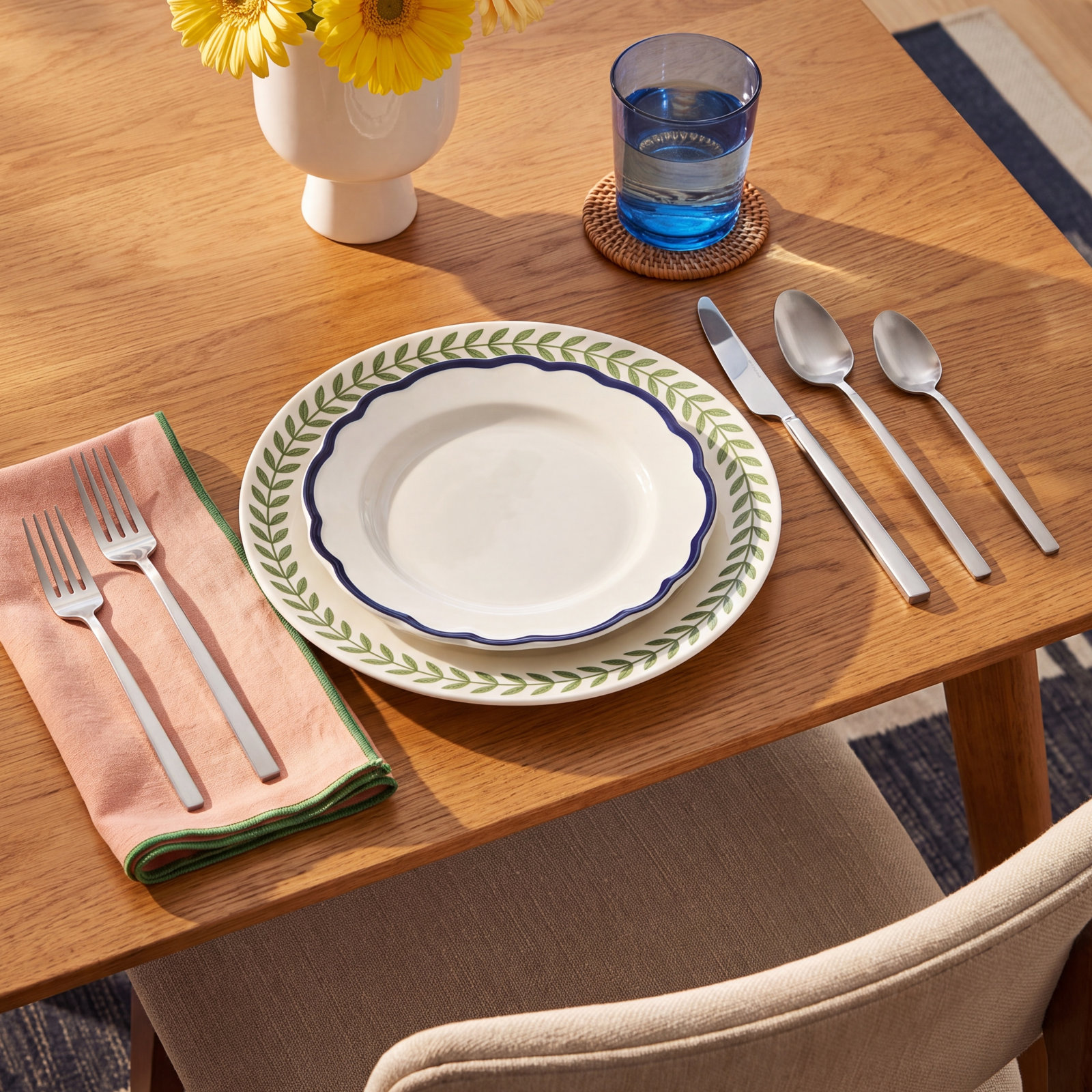 Loretta 20-Piece Stainless Steel Flatware Set, Silver Satin
