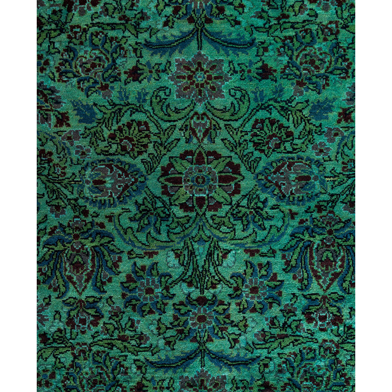 Overdyed Hand-Knotted Wool Modern-Contemporary Green Area Rug 6' 0" x 8' 10"