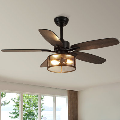Ventilateur de plafond de style campagnard avec lumière et télécommande 48/56 "