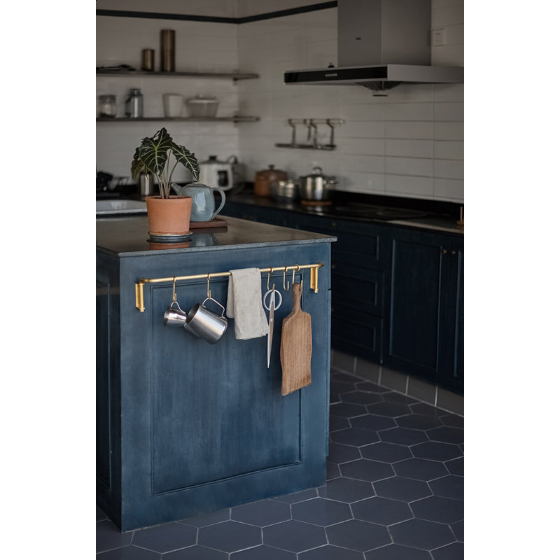 Rustic Solid Brass Kitchen Utensil Rail