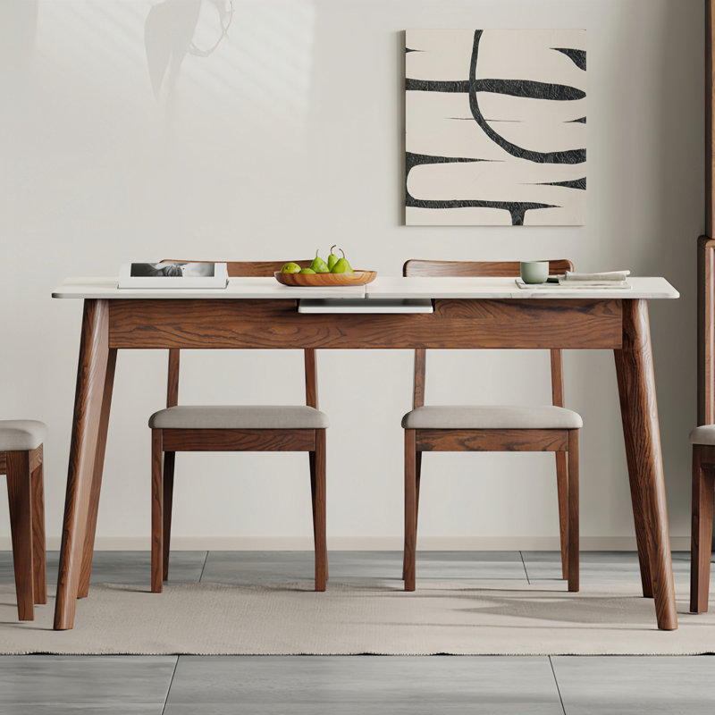 Modern Rock Slab Solid Wood Extendable Dining Table