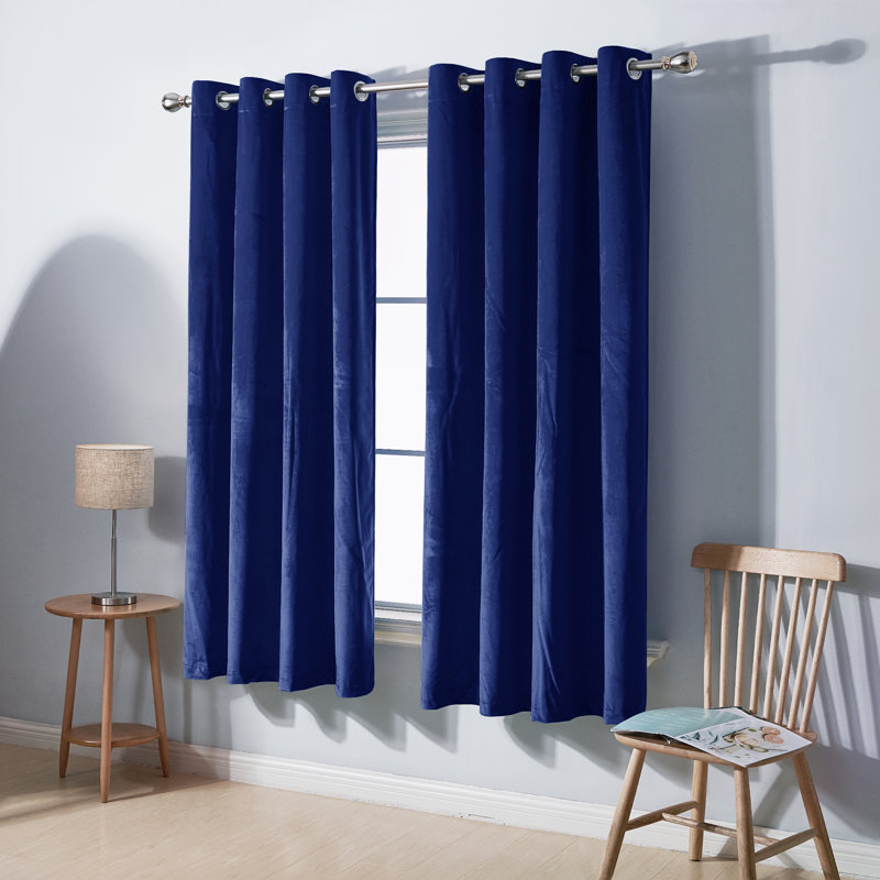 Faroe Blackout Curtain Pair, Navy Blue, Width 117 x Drop 229 cm