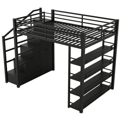 Loft Bed with Storage Shelves