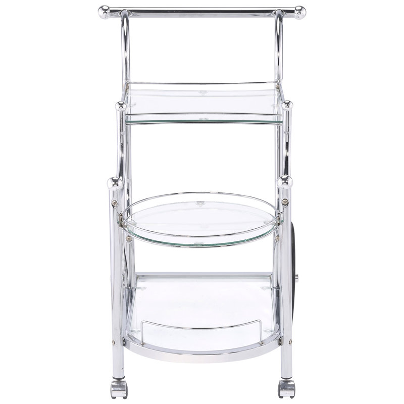 Reia Chrome 3-Tier Serving Cart With Casters