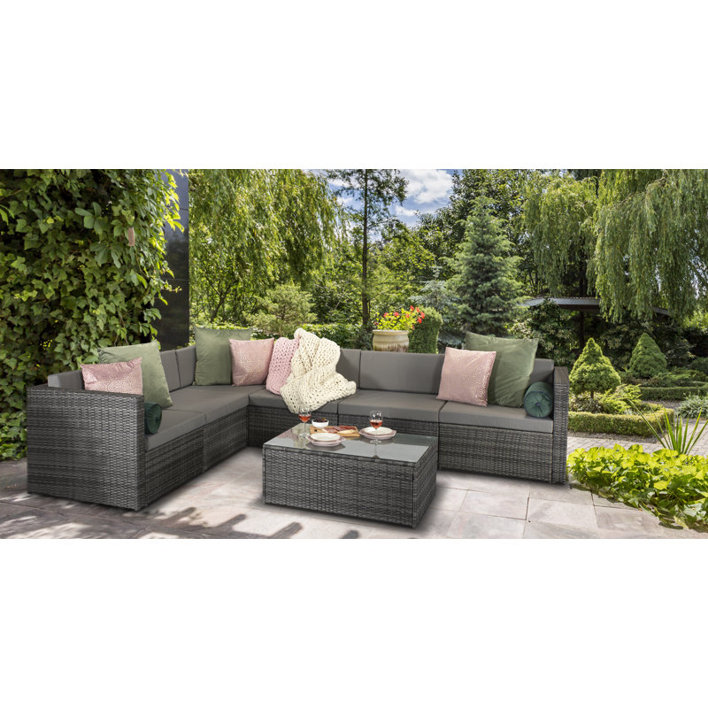 Bogarella 5 Seater Rattan Effect Sofa Set