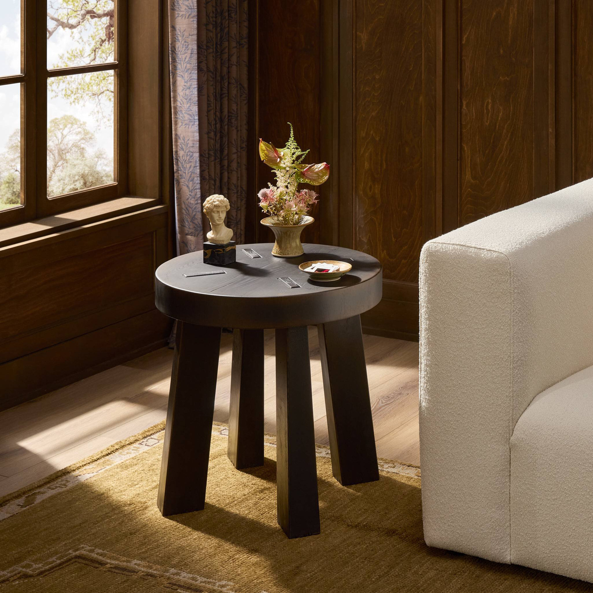 SADIRA End Table-Worn Oak, Burnt Oak Veneer