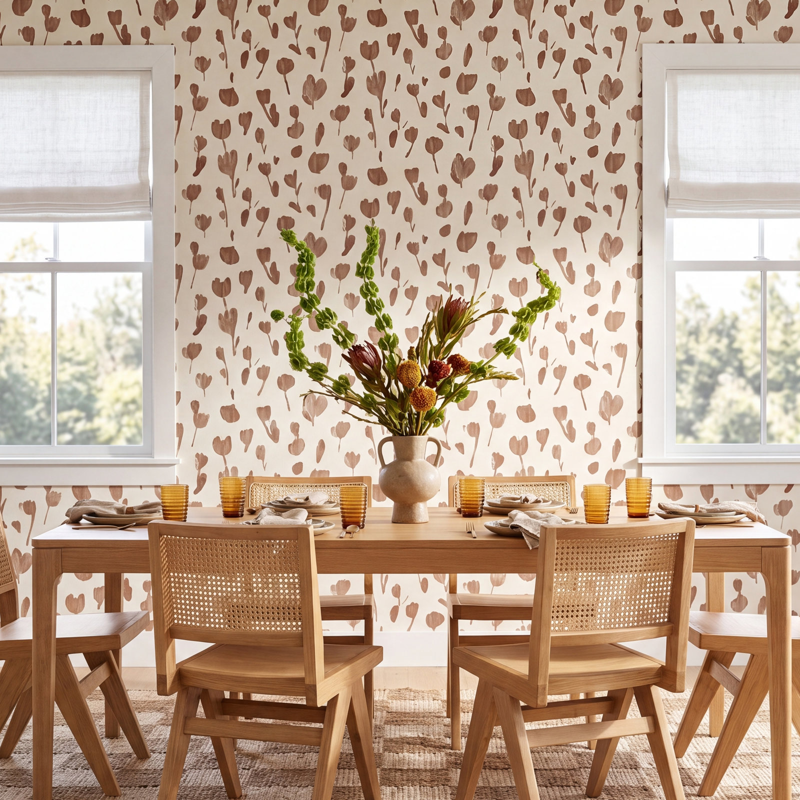 Wild Flowers Wallpaper Roll, Terracotta I