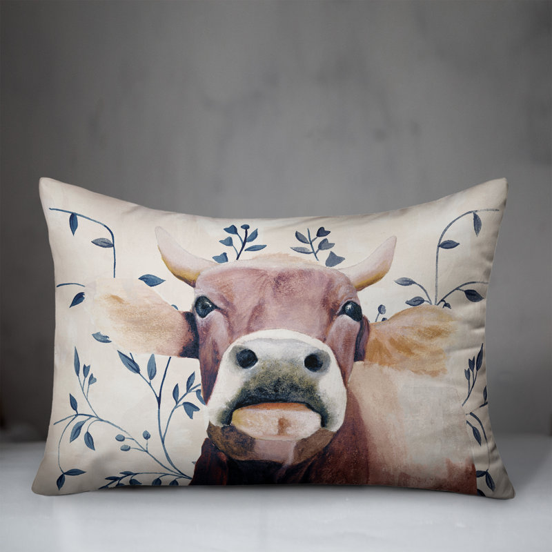 Housse de coussin rectangulaire en forme de vache avec motifs