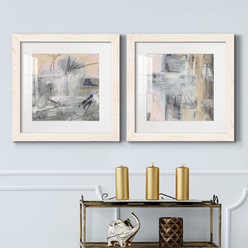 Southeast I - ensemble de 2 peintures encadrées, H 17 po x l 34 po x P 1,5 po, Cadre blanc
