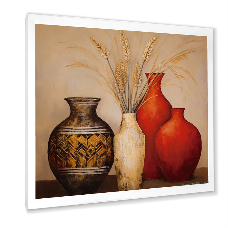 Nature morte avec vase gracieux séché - impression, Cadre simple blanc, H 30 po x l 30 po x P 1 po