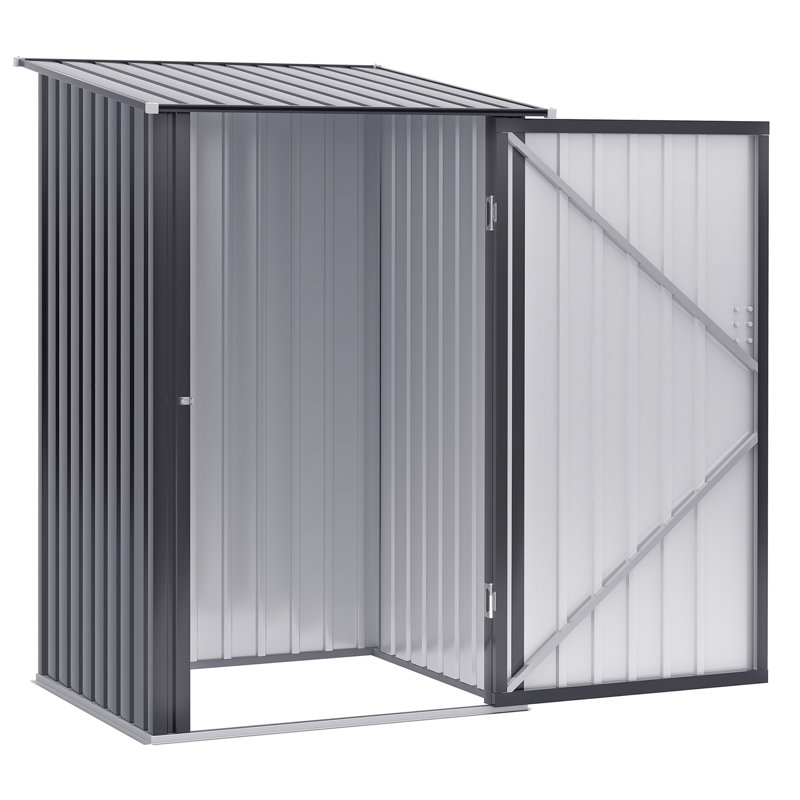 3.3' X 3.4' Galvanized Metal Outdoor Building, Lockable Door, Dark Gray, For Backyard, Garage, Patio, Lawn, Keep Garden Supplies Organized Storage House, Organize Lawn Care Equipment