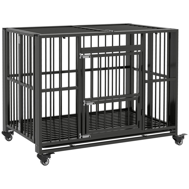 Steel Collapsible Pet Crate with 2 Doors, 86" H x 109" W x 71" D