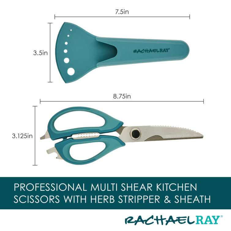 Material, The Good Shears All-Purpose Stainless Steel Kitchen Scissors with  Silicone Grip, Cut, Snip, Slice, Dishwasher-Safe, Blue Grey
