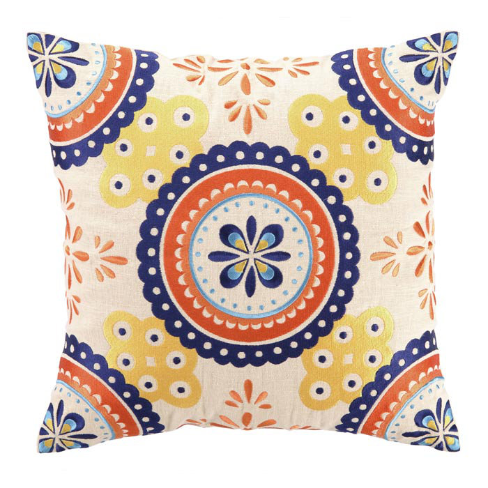 Embroidered Linen Throw Pillow