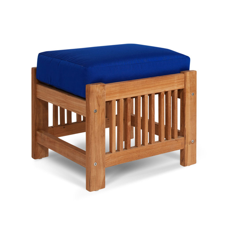 Summer 4 Piece Rattan Sunbrella Sofa Set with Cushions, Brown, Navy