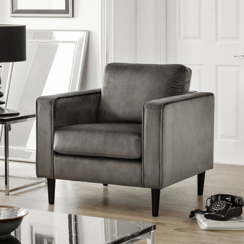 Gagarin Velvet Armchair, Drark Grey