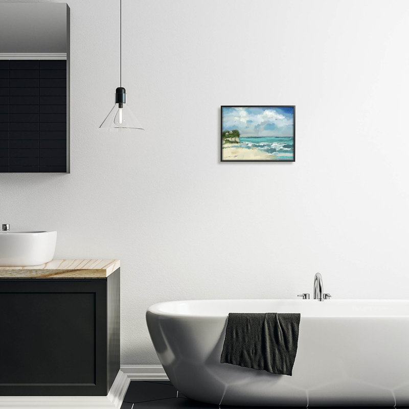 Abstrait, océan, vagues, ciel, estampe numérique par Tina Finn, H 11 po x l 14 po x P 1,5 po, Giclée encadrée noir minuit
