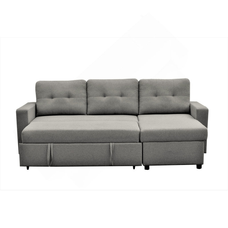 Canapé-lit modulaire convertible en L, Polyester gris