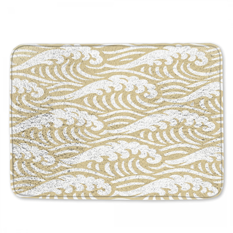 Tapis de bain beige Ocean Waves, 34in W x 21in L