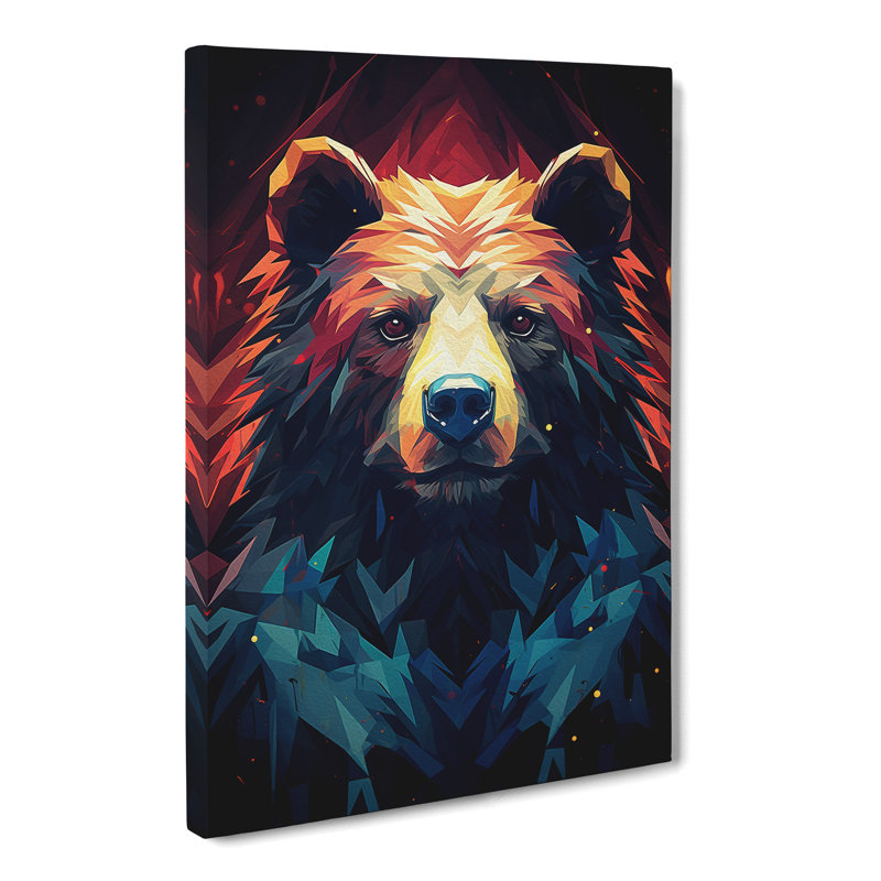 Bear Geometric - Wrapped Canvas Print, 50cm H x 35cm W x 3cm D