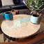 Plateau tournant en mosaïque de coquillages capiz bleu clair et blanc, motif pieuvre côtière, 40 cm de diamètre