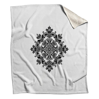 Intricate Black Damask Blankets