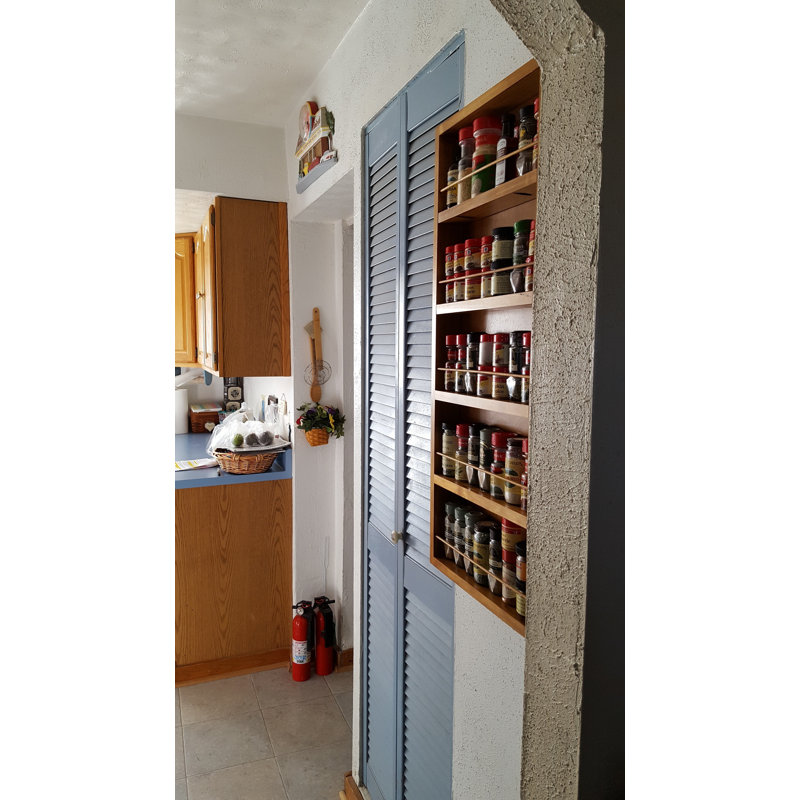 Étagère à épices sur le mur Mitchell, Bois brut, H 55 po x l 11 po x P 4,5 po