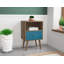 Table de chevet 1 tiroir Mid-Century moderne brun foncé et ardoise bleue Liberty-29646221