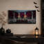 Art gothique sur toile, autel gothique avec crâne d'autel et damas rouge-2022939788