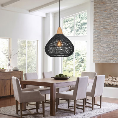 Luminaire suspendu en rotin noir à 1 lumière Briena
