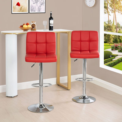 Swivel and Height Adjustable Leather Barstools