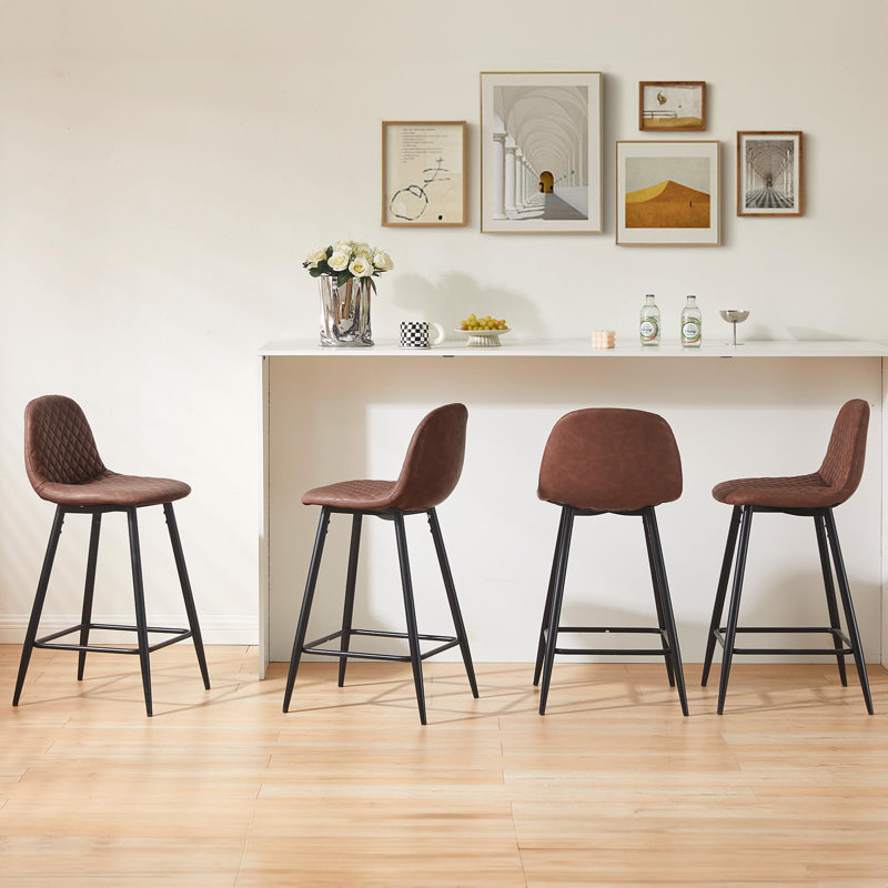 Upholstered Counter Stool with Metal Frame