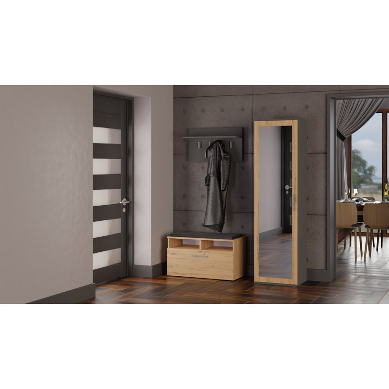 Hyland 1 Door Laminate Wardrobe, Anthracite/Artisan