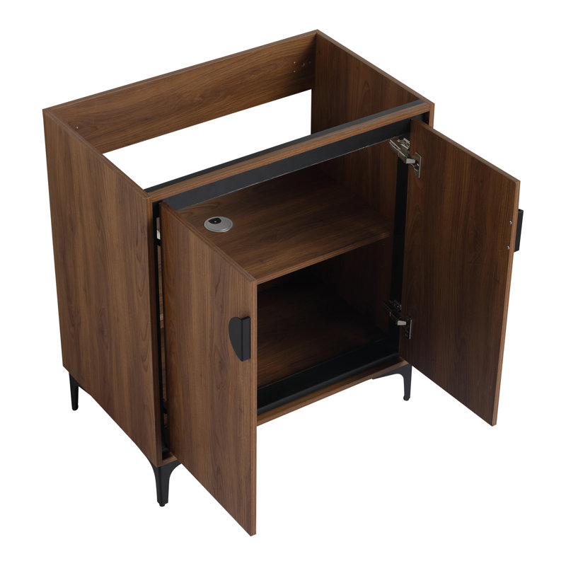 Meuble-lavabo brun, 30 po, 2 portes, armoire à cadre en bois d'ingénierie, facile à installer, bois autoportant de style américain 30 po, imperméable, brun