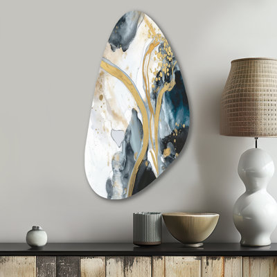 Marble Painting Textured V - Abstract Marble Fall Shape Irregular Metal Wall Decor