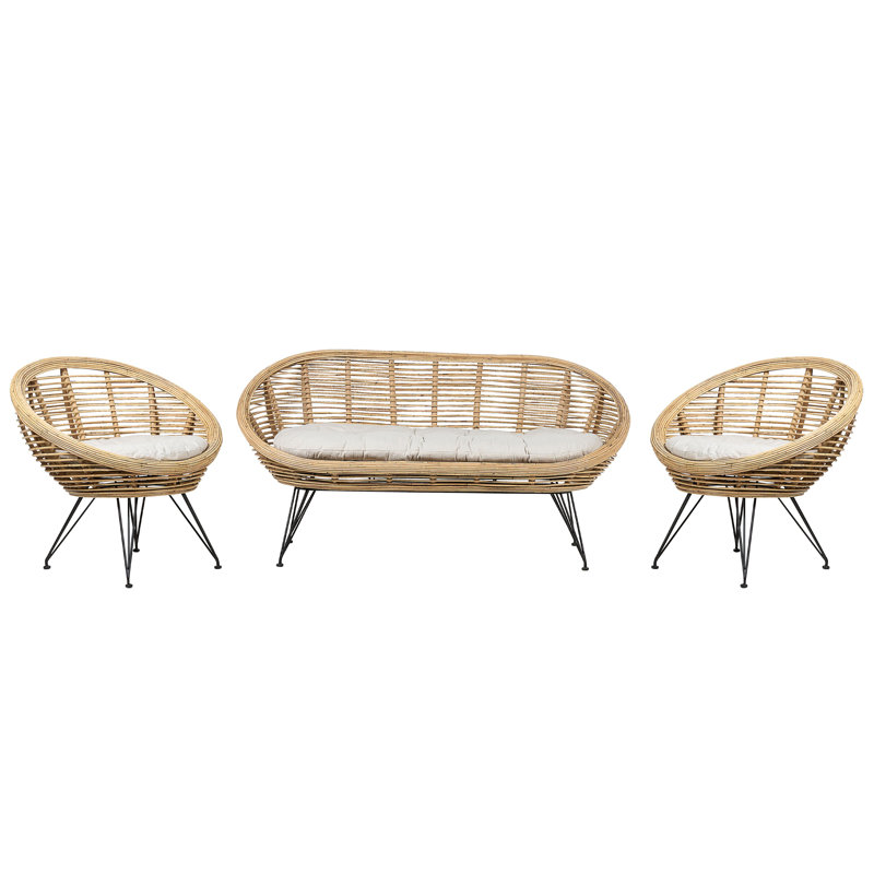 Sofa Set 4 Seater Rattan Natural Ambreanna