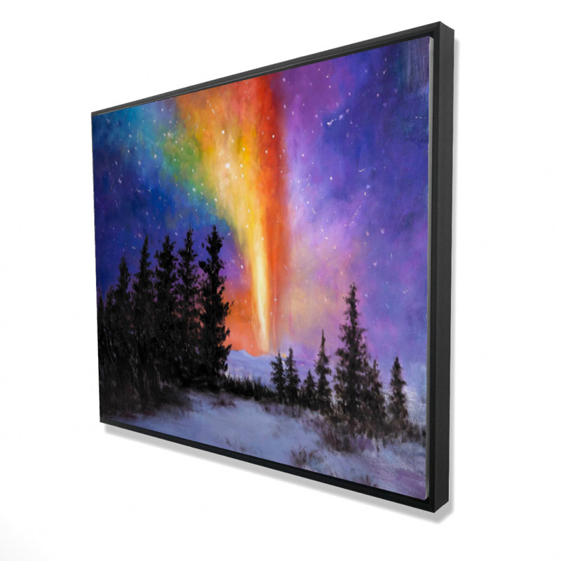 Aurora Borealis In The Forest Print On Canvas, H 48 po x l 60 po