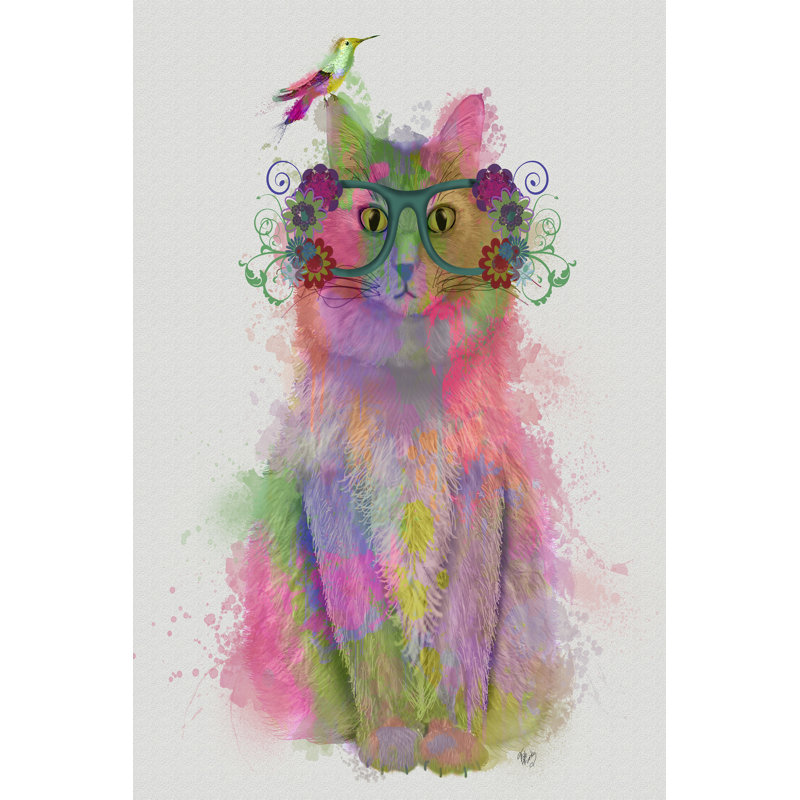 " Cat Rainbow Splash 8 " by Fab Funky, 12" H x 8" W