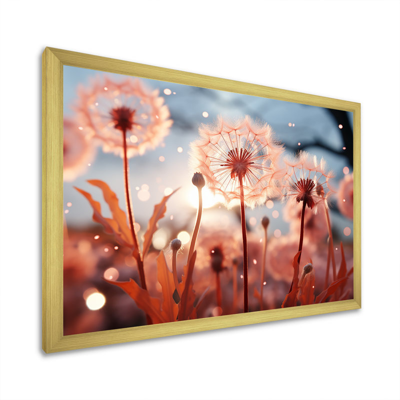 «Delicate Calm Dandelion Serenity III - Autre plante et fleurs», art mural, Cadre doré à coins fermés