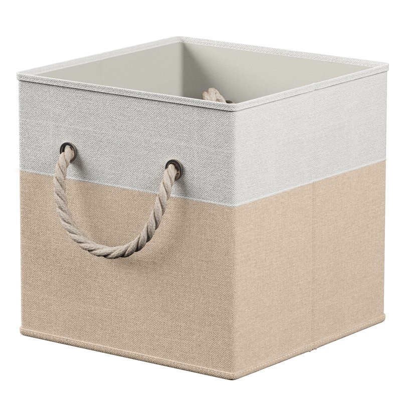Boîte en tissu pliable et pliable, Blanc / kaki