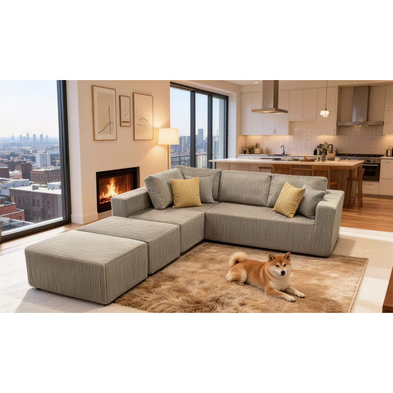 Fernvale Modular Boneless Sectional, Camel Corduroy