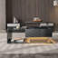 Table basse, noir brillant, table d'appoint, table basse avec verre et effet DEL, avec plateau en verre.