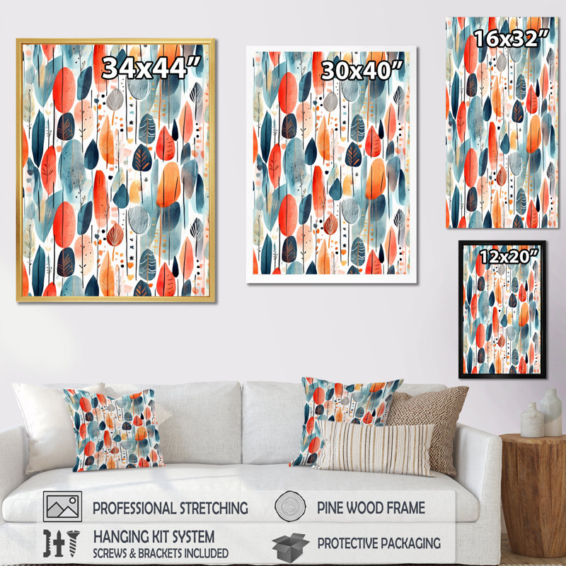 Corail bleu sarcelle scandinave fleurs III, H 20 po x l 12 po x P 1 po, Cadre flottant noir