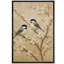 Chickadee Birds on Blooming Branches in Soft Neutral Tons - Art encadré sur toile-120783434-120783438